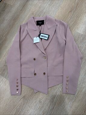 Aleeza Paris Women's Double-Breasted Dusty Pink Blazer Jacket XS